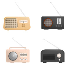 Radio music old device mockup set, realistic style