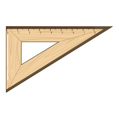 Wooden ruler icon, cartoon style