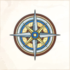 Cartoon vintage wind rose.