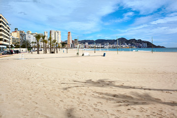 Spain, Alicante province: View for amazing beach in Benidorm on west coast of Spain