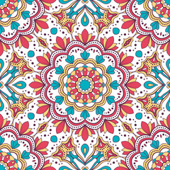 Hand drawn ornamental seamless pattern. Vector Illustration