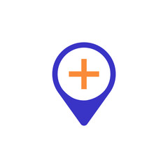 place outline blue orange icon vector illustration