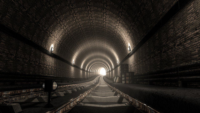 realistic old subway metro tunnel