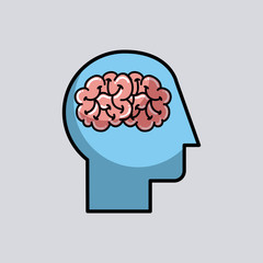 silhouette human head brain medical vector illustration 