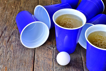 Obraz na płótnie Canvas Blue Plastic Drinking Cups