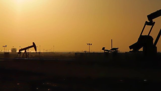 Oil Pumps at Sunset in Bahrain