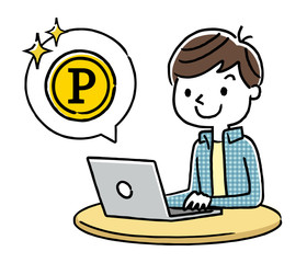 男の子：インターネット、ポイント