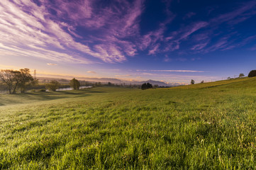 Fototapeta premium Meadows along the irrigation canal
