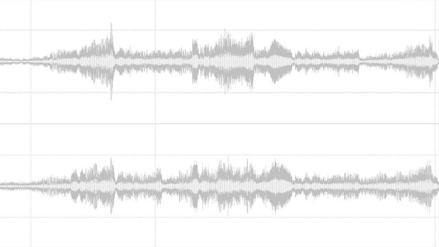 A moving grey audio sound wave. Useful to emulate a forensic inspection on a recorded track.
