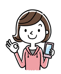 女の子：スマートフォン