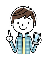 男の子：スマートフォン