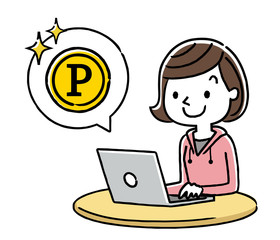 女の子：インターネット、ポイント
