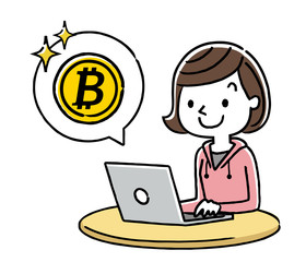 女の子：インターネット、仮想通貨