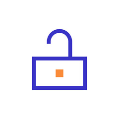 unlock outline blue orange icon vector illustration