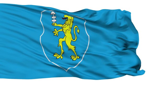Slonim flag, city of Belarus, realistic animation isolated on white seamless loop - 10 seconds long (alpha channel is included)