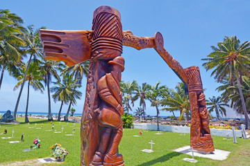 Cook Islands RSA memorial carved wooden gateway Rarotonga Cook Islands
