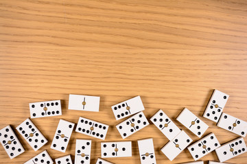 chips game domino wood on table with space for text
