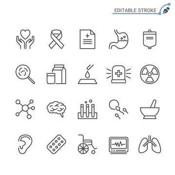 Healthcare line icons. Editable stroke. Pixel perfect.