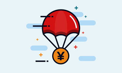Parachute with Yen Coin Delivery Concept