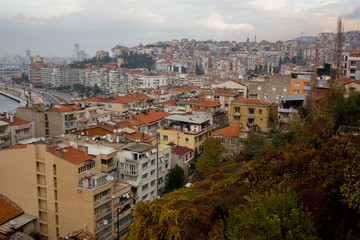 Obraz premium Old town in Europe at sunset with retro vintage Instagram style filter effect