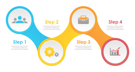Template infographic with 4 elements, steps, options, parts or processes. Designed for business and web design.