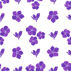 Seamless background with purple flowers. Vector illustration.