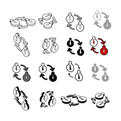 Set of Collection modern vector. People exchange icon multi type of 3d isometric, solid, line, scribble hatch, doodle, shadow isometric and a little colour on white background eps10
