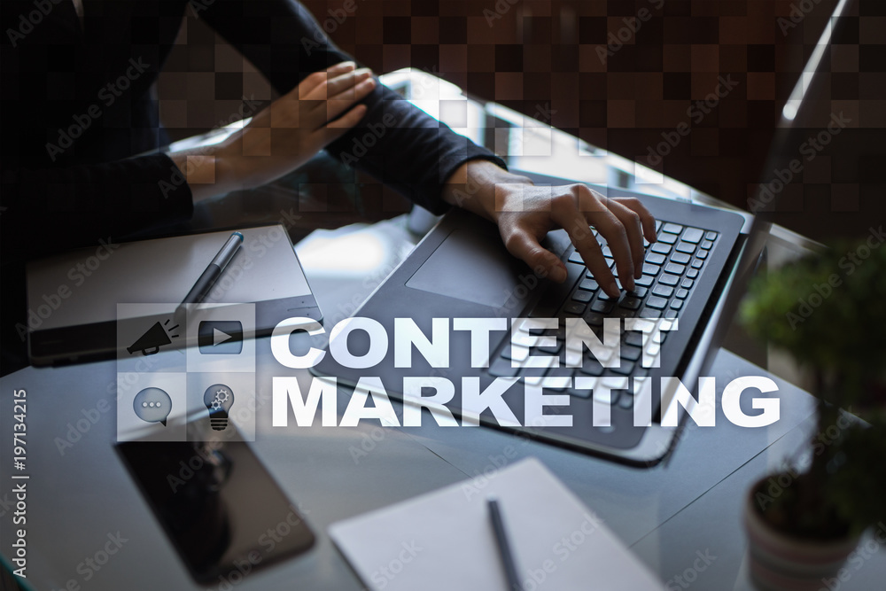 Poster content text on virtual screen. business technology and internet concept.