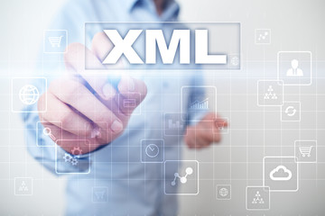 XML. Web development. Internet and technology concept.