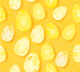 Happy Easter. Seamless Easter eggs pattern with different texture. 3d render realistic vector illustration. Spring holiday design.