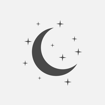 half moon with stars vector icon
