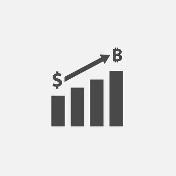 Dollar To Billion Bar Chart Vector Icon For Business