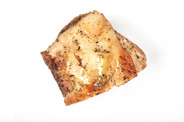 Baked pork roast with white background