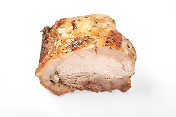 Baked pork roast with white background