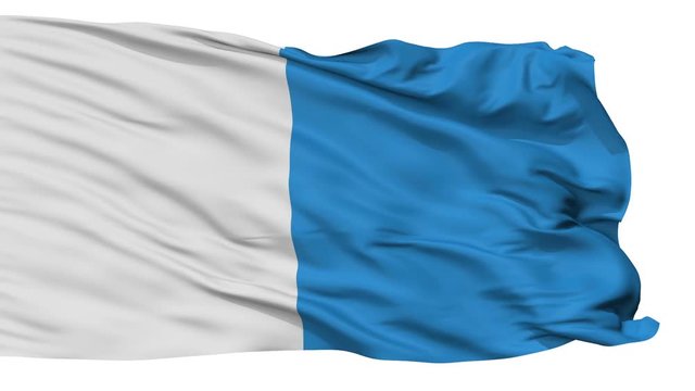 Arlon flag, city of Belgium, realistic animation isolated on white seamless loop - 10 seconds long (alpha channel is included)