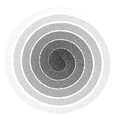 Abstract spiral background. Black and white halftone stipple dots pattern