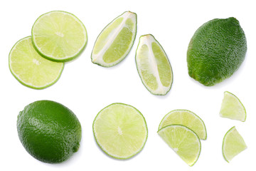 Fototapeta na wymiar healthy food. sliced lime isolated on white background top view