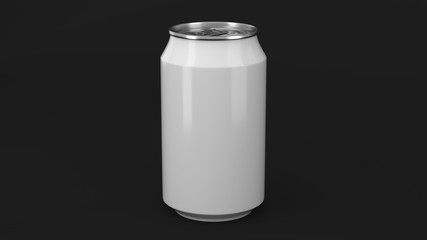 Blank small white aluminium soda can mockup on black background