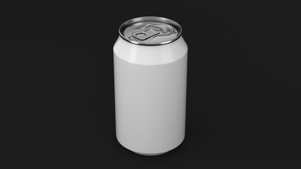 Blank small white aluminium soda can mockup on black background