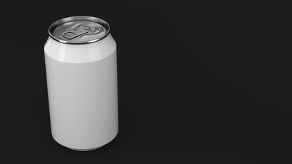 Blank small white aluminium soda can mockup on black background