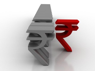 Rupee currency . 3D rendering illustration