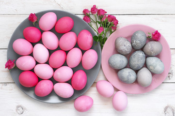 Pink and grey Easter eggs