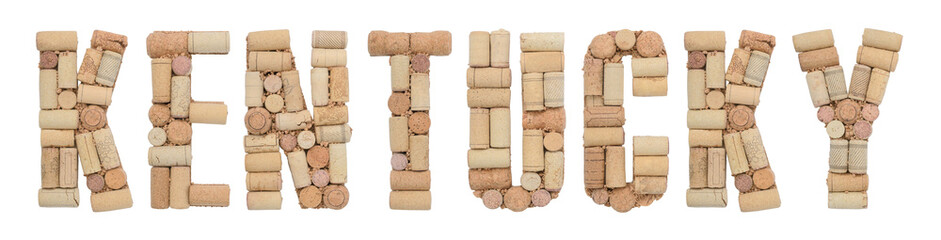 State Kentucky of USA made of wine corks Isolated on white background