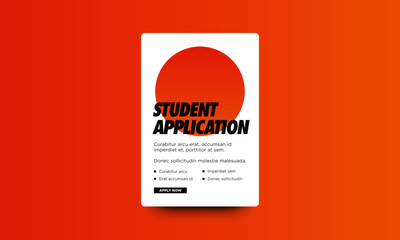 Student Application Page Layout with Bullet Points and Apply Now Button