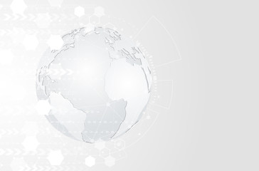 Vector abstract digital technology concept, Global Network, computer technology gray color background. digital technology concept.