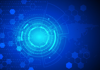 Vector Abstract futuristic circuit board,technology innovation Hexagonal, computer technology dark blue color background , technology concept.