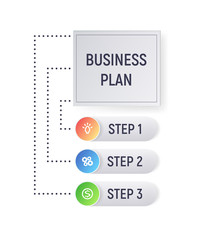 Infographics concept business plan. Diagram with steps. Modern vector illustration.