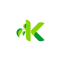 sophisticated luxury logos, concept logo leaf letter K, natural green leaf symbol, initials icon design, nature green leaf symbol