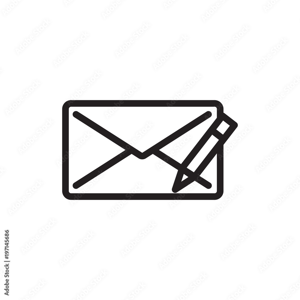 Poster write mail, write letter outlined vector icon. modern simple isolated sign. pixel perfect vector ill