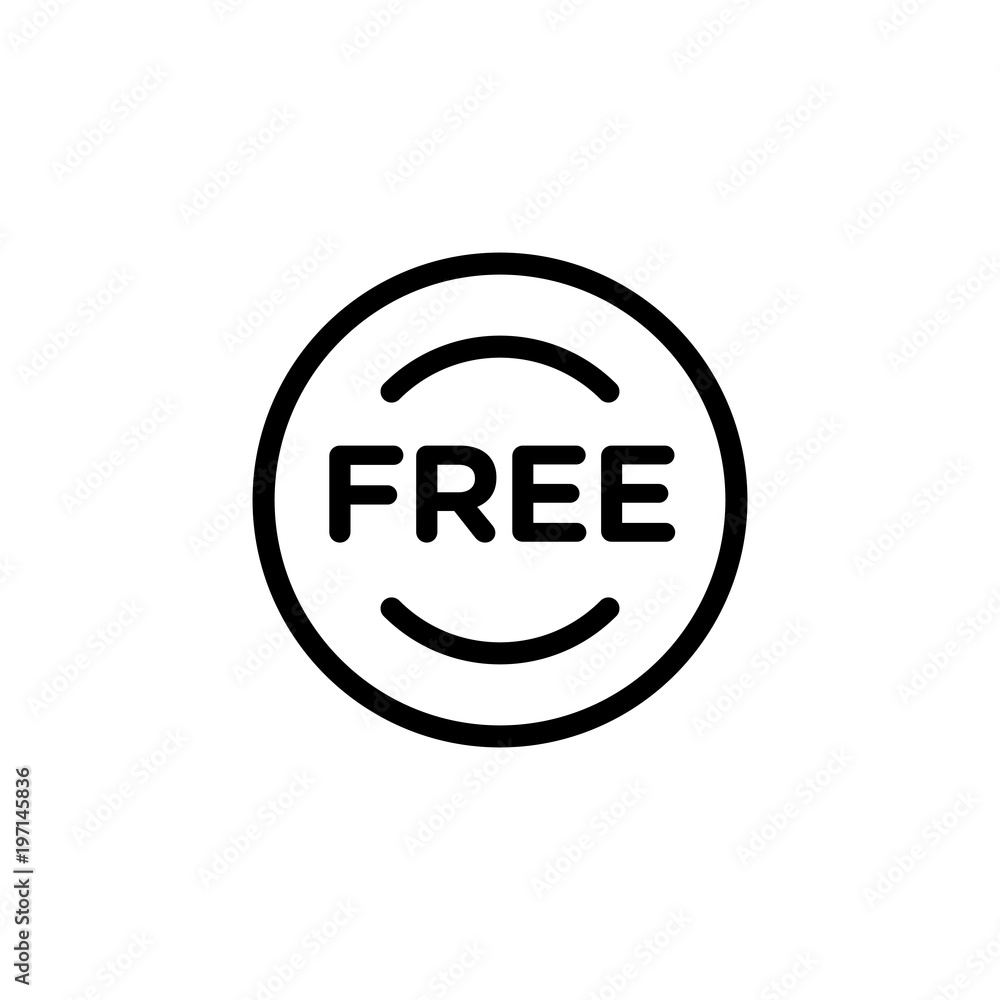 Poster free button outlined vector icon. modern simple isolated sign. pixel perfect vector illustration for